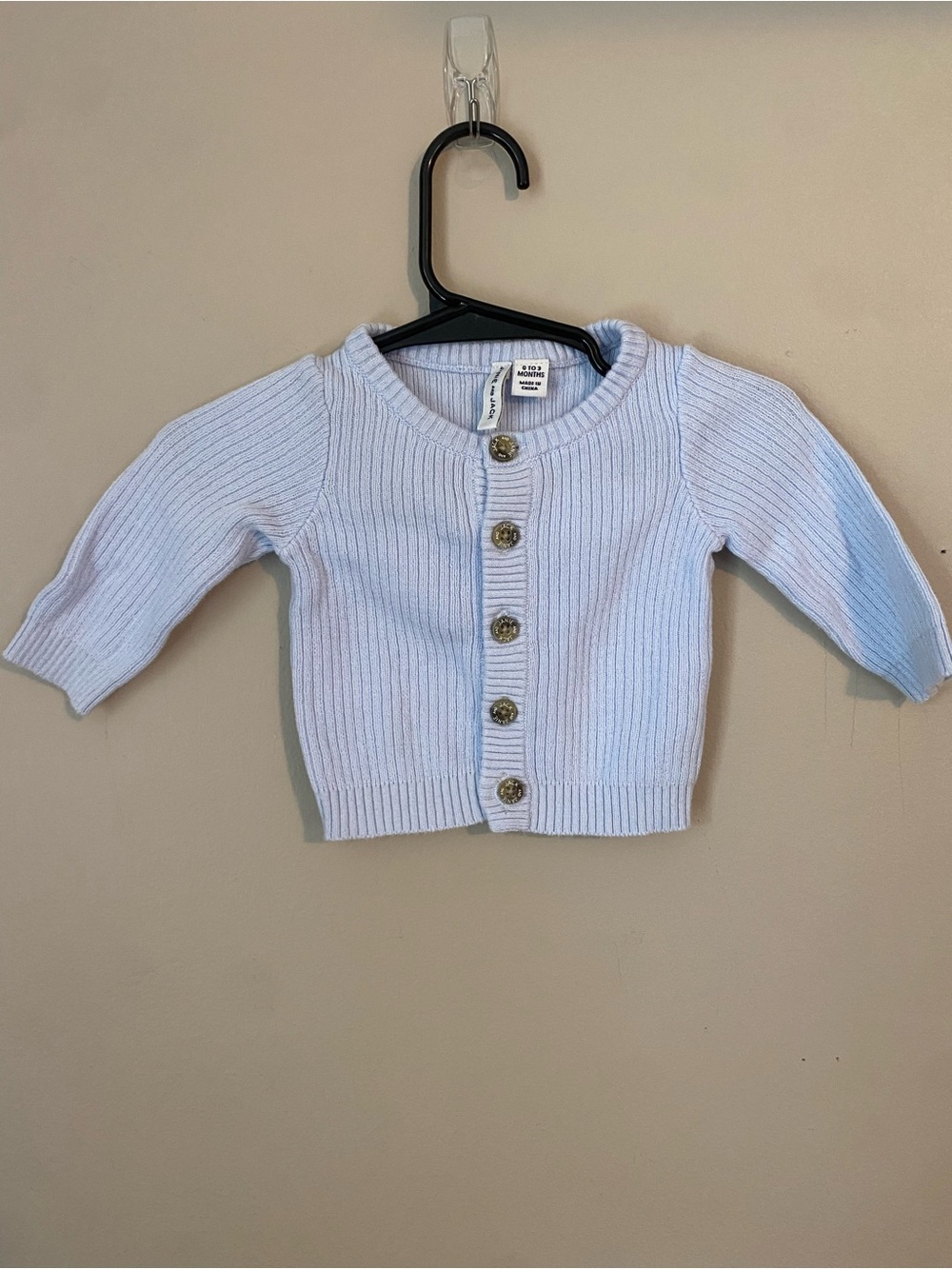 Janie and Jack Pale Blue Ribbed Button Cardigan 100% Cotton